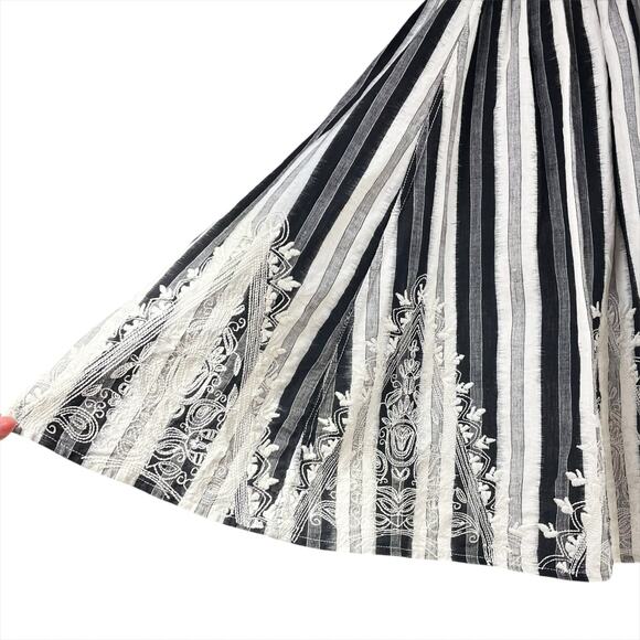 PLENTY BY TRACY REESE Striped Embroidered Fit & Flare Dress Black/Ivory Size 4 - Picture 5 of 8
